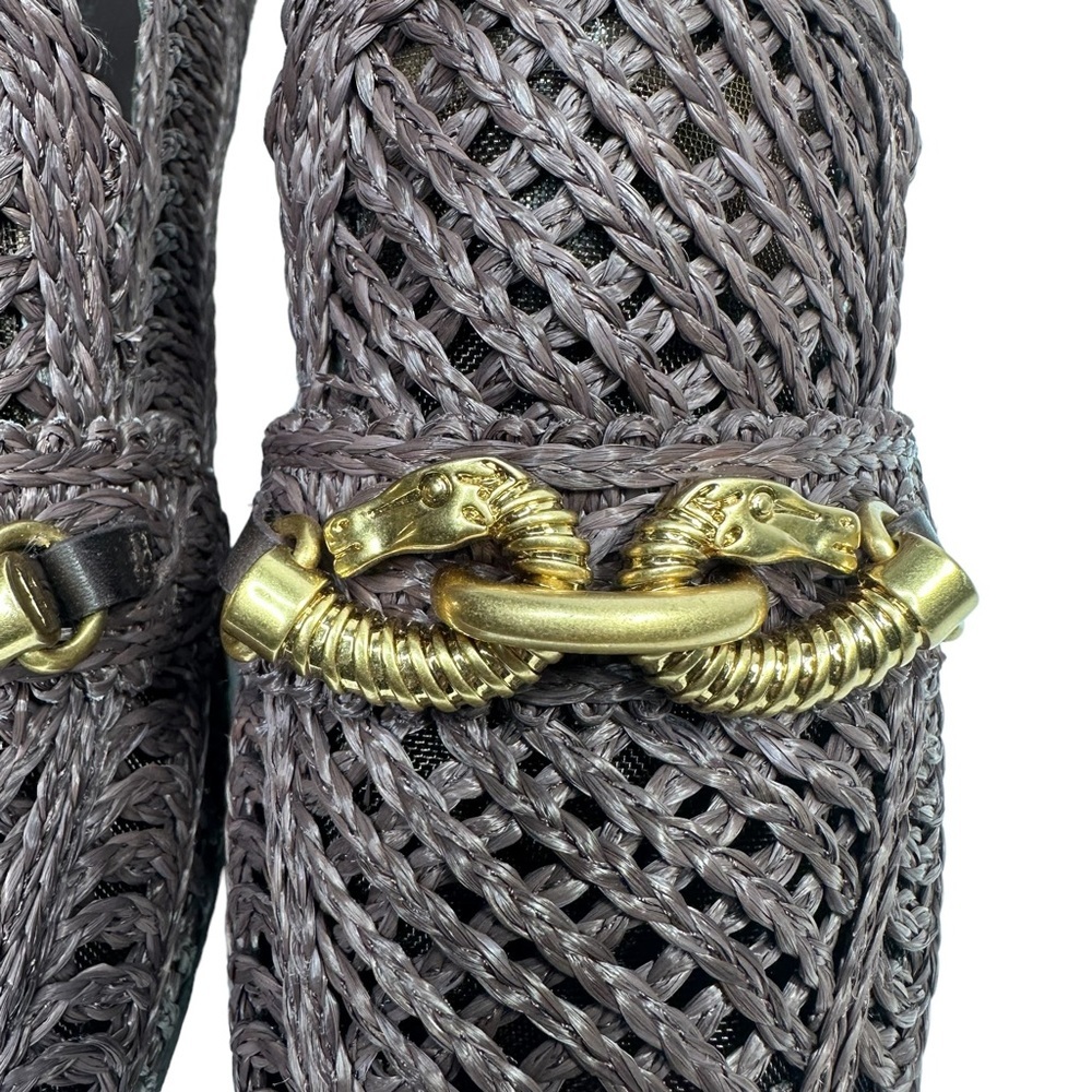 Tory Burch Brown Woven Leather Loafers with Gold Hardware - Picture 6 of 10